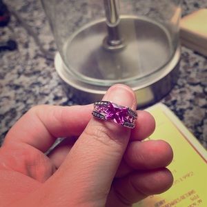 Pink Sapphire and Diamond Ring
